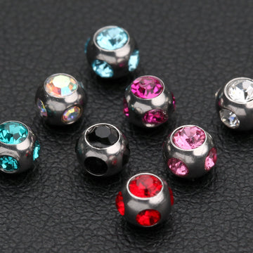 Detail View 1 of Aurora Gem Ball Steel Labret-Tanzanite